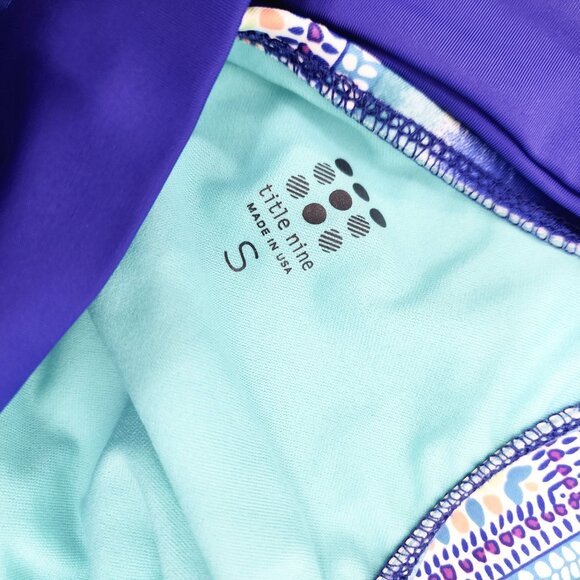 Title Nine Chevron Swim Dress With Cross-Back Design & Ruched Front Small Size - Picture 7 of 8